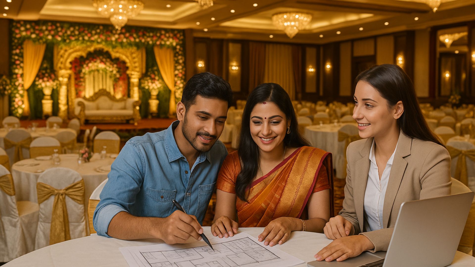 wedding in a banquet hall